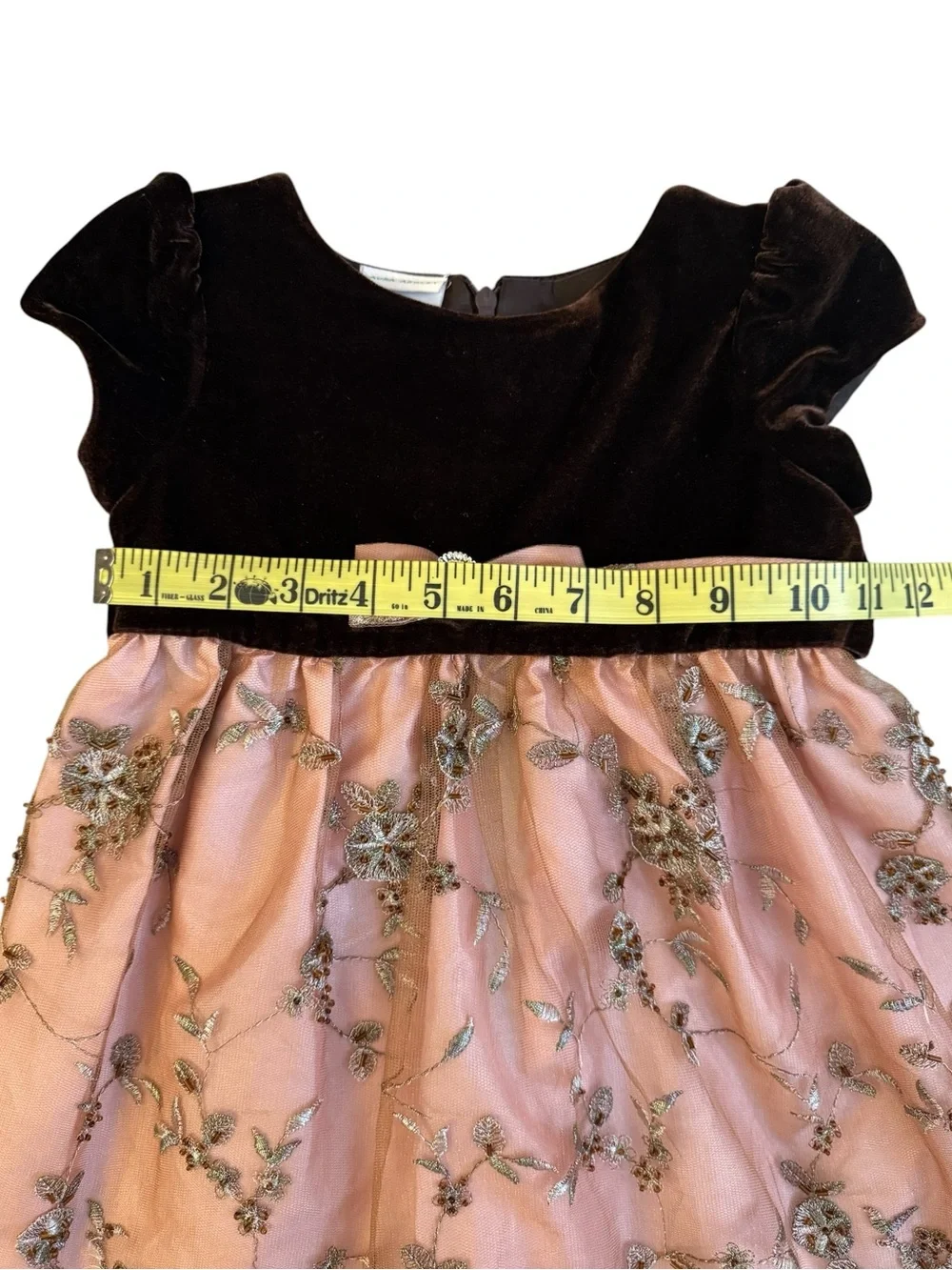 Vintage Y2K Laura Ashley Brown Pink Velvet Tulle Dress Toddler 24M Holiday